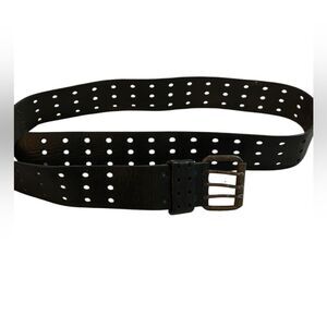 Harness brand Black leather belt with three buckles  36